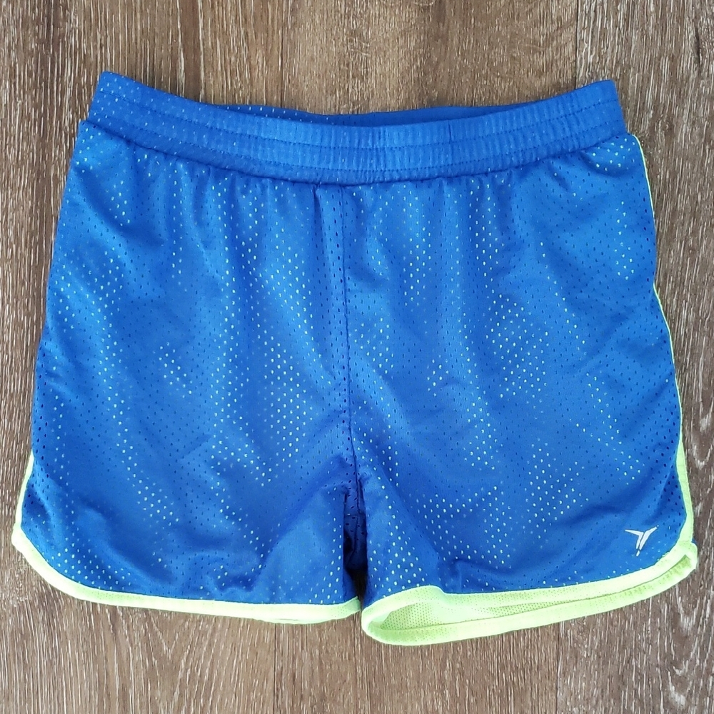 4/$20 Old Navy Blue Green Girls Teen Athletic Mesh Dolphin Hem Shorts, Size 14
